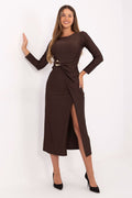 Abendkleid Damen Wickelschnitt Midi mit Raffungen | elegant & glänzend