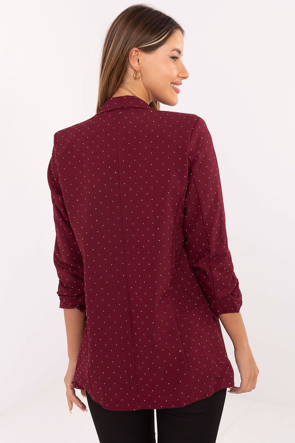 Pailletten Blazer Damen 3/4-Arm mit Raffungen & Schulterpolster | Sakko