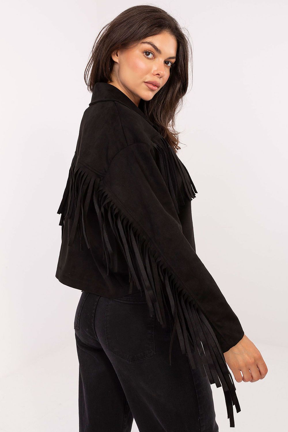 Kurzjacke Damen Fransen Polyester Universalgröße – Herbst & Frühjahr
