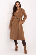 Mantel Damen Bouclé lang Taillengürtel Universalgröße – Herbst & Winter