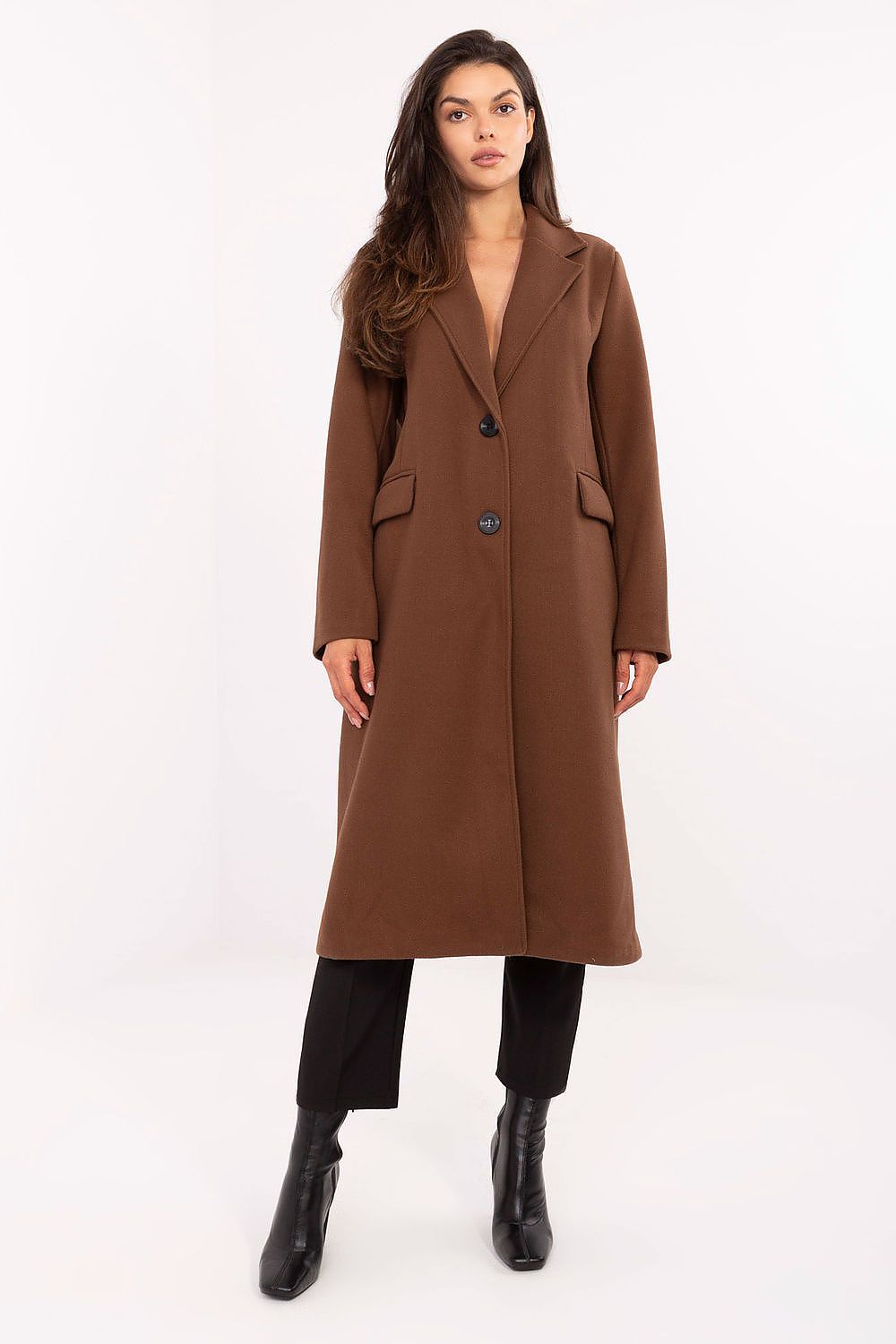Mantel Damen klassisch lang Schulterpolster Polyester – Universalgröße