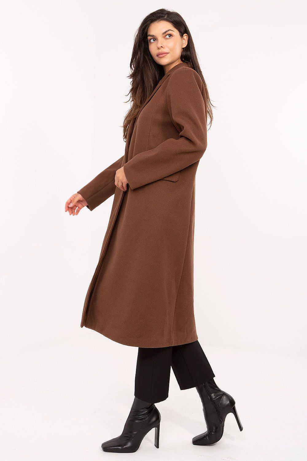 Mantel Damen klassisch lang Schulterpolster Polyester – Universalgröße