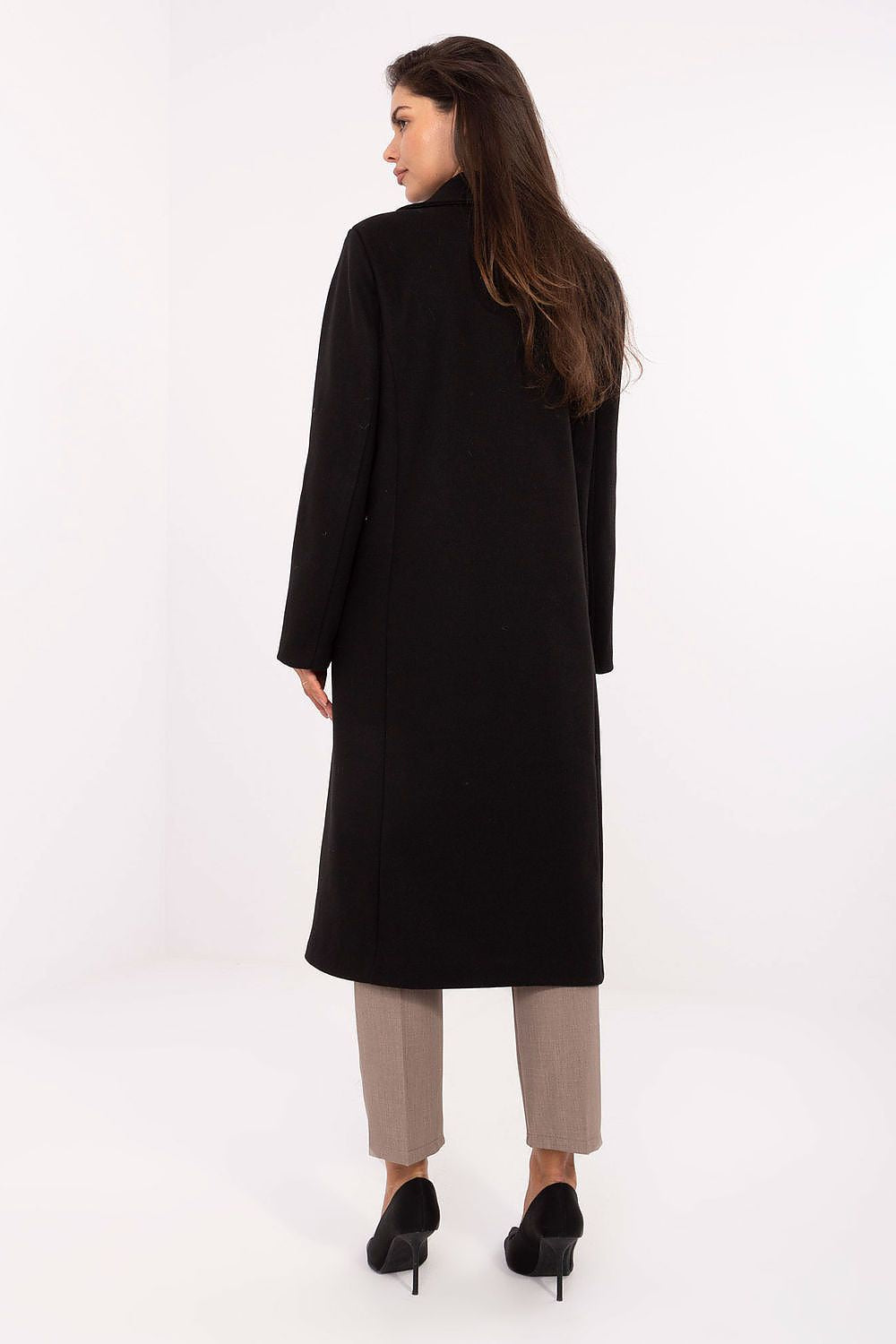 Mantel Damen klassisch lang Schulterpolster Polyester – Universalgröße
