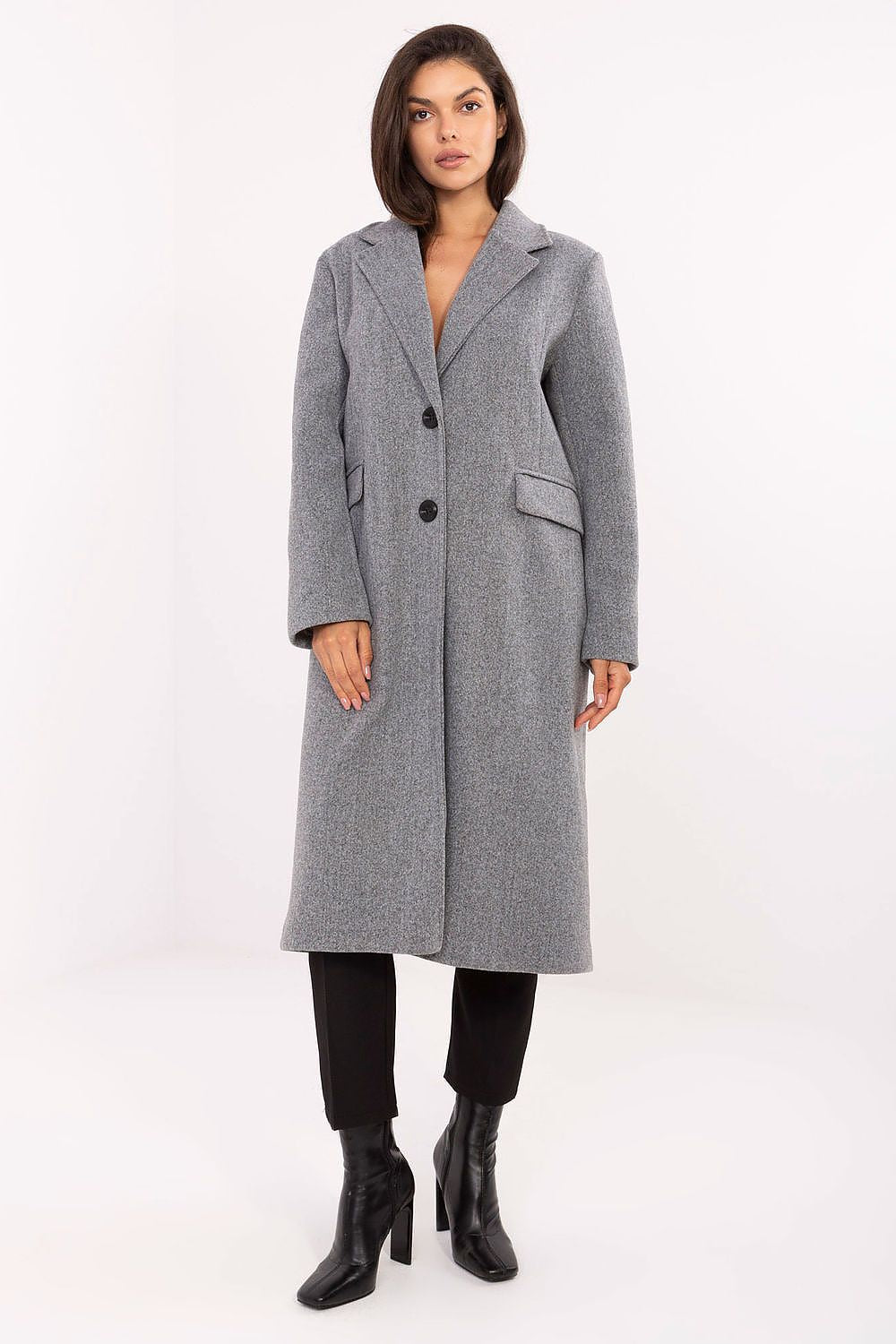 Mantel Damen klassisch lang Schulterpolster Polyester – Universalgröße