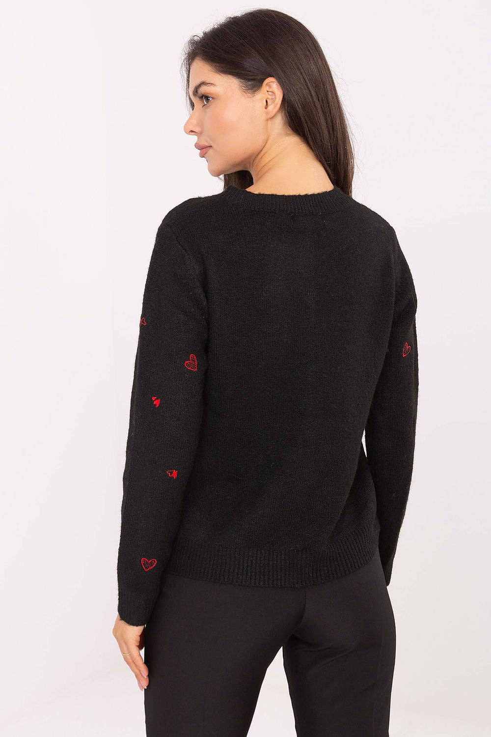 Cardigan Damen Herz-Stickerei Knopfleiste Wolle-Mix – Universalgröße