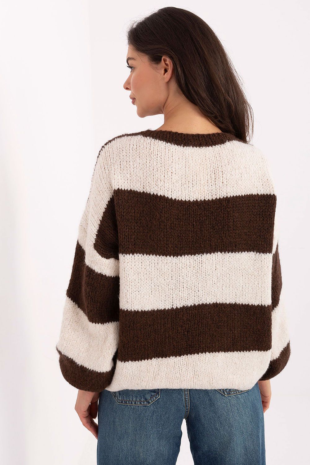 Cardigan Damen Oversize Streifen – Weiches Strickjacke mit Schnürung Universalgröße