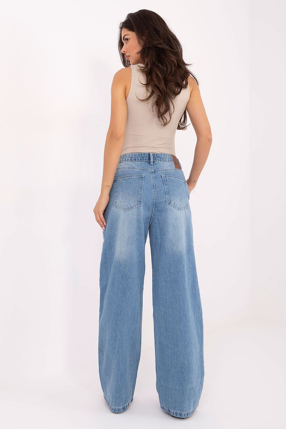 Mom Fit Jeans Damen Hohe Taille Blau 100% Baumwolle