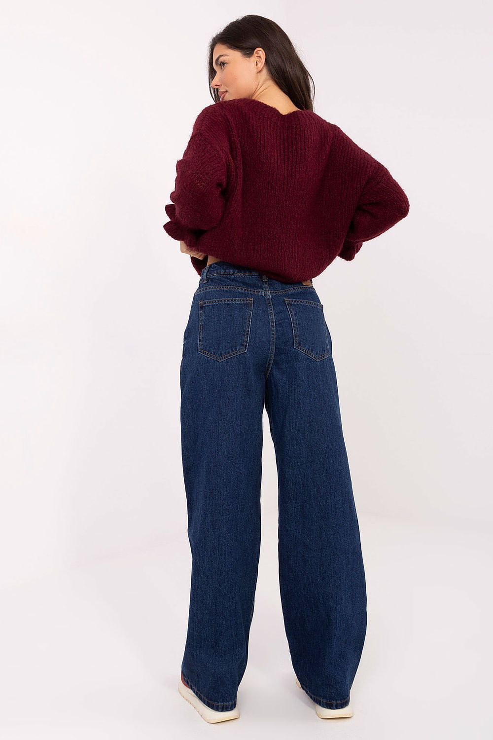 Mom Fit Jeans Damen Hohe Taille Blau 100% Baumwolle