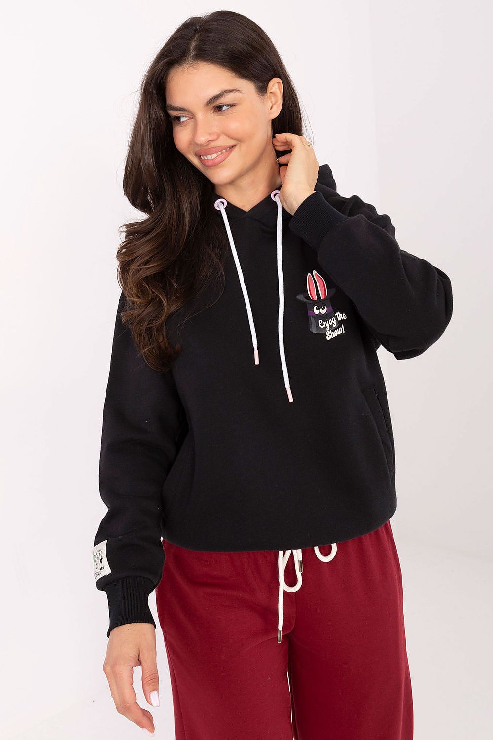 Hoodie Damen Kapuzenpullover – Print & Aufnäher Detail