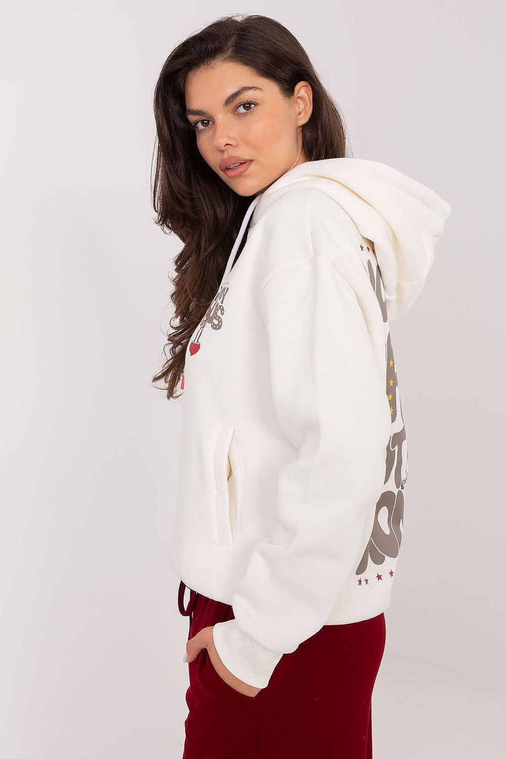 Hoodie Damen Kapuzenpullover – Print & Aufnäher Detail