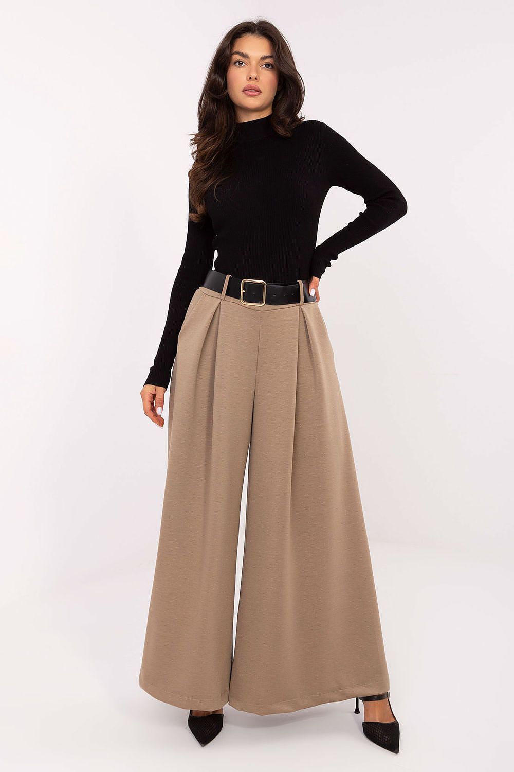 Palazzo-Hose Damen – Elegante Weithose mit Hoher Taille & Gürtel