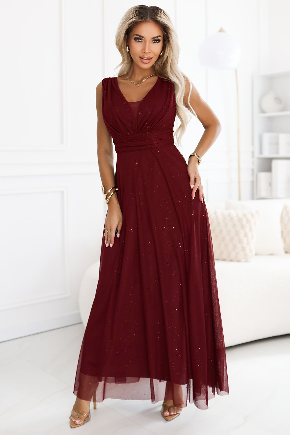 Damen Abendkleid Lang Wickel Gürtel Maxi