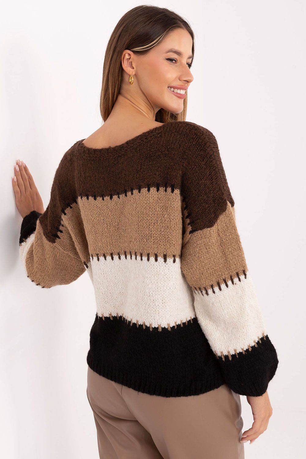 Pullover Italy Moda Damen – Lockerer Schnitt & Streifenmuster