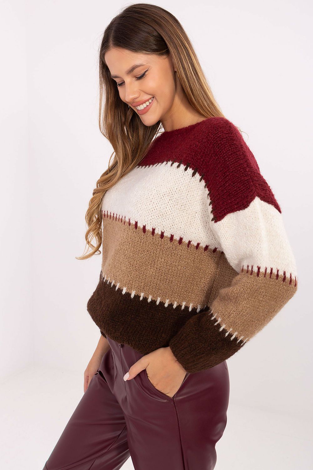 Pullover Italy Moda Damen – Lockerer Schnitt & Streifenmuster