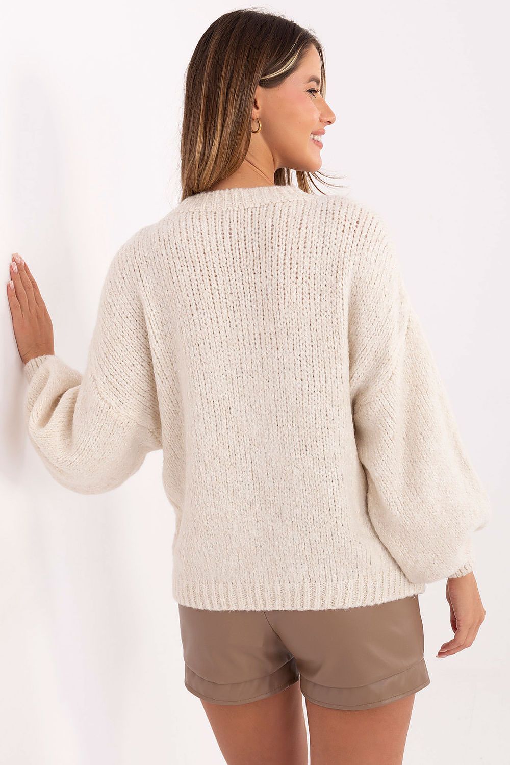 Damen Pullover Ballonärmel Stylisch Alltag Casual Komfort