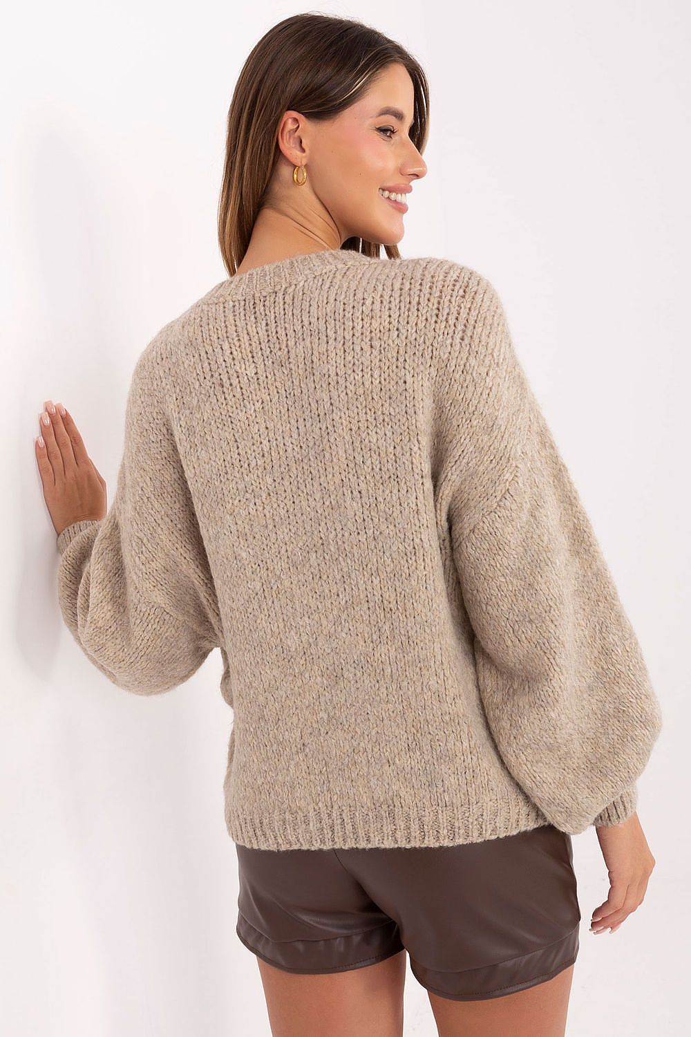 Damen Pullover Ballonärmel Stylisch Alltag Casual Komfort