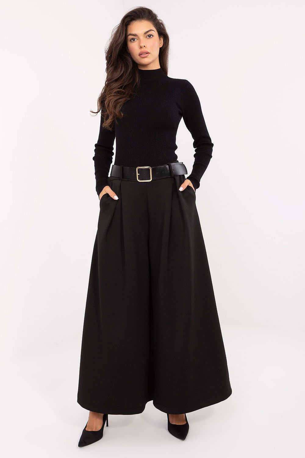 Palazzo-Hose Damen – Elegante Weithose mit Hoher Taille & Gürtel