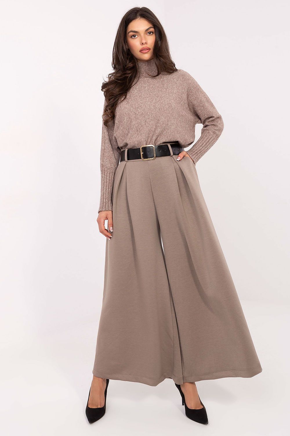 Palazzo-Hose Damen – Elegante Weithose mit Hoher Taille & Gürtel