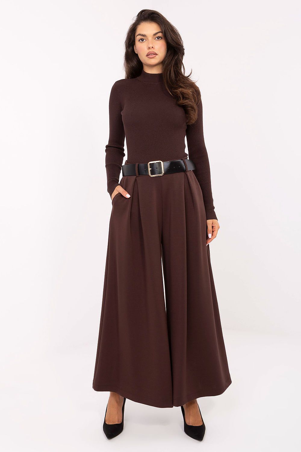 Palazzo-Hose Damen – Elegante Weithose mit Hoher Taille & Gürtel