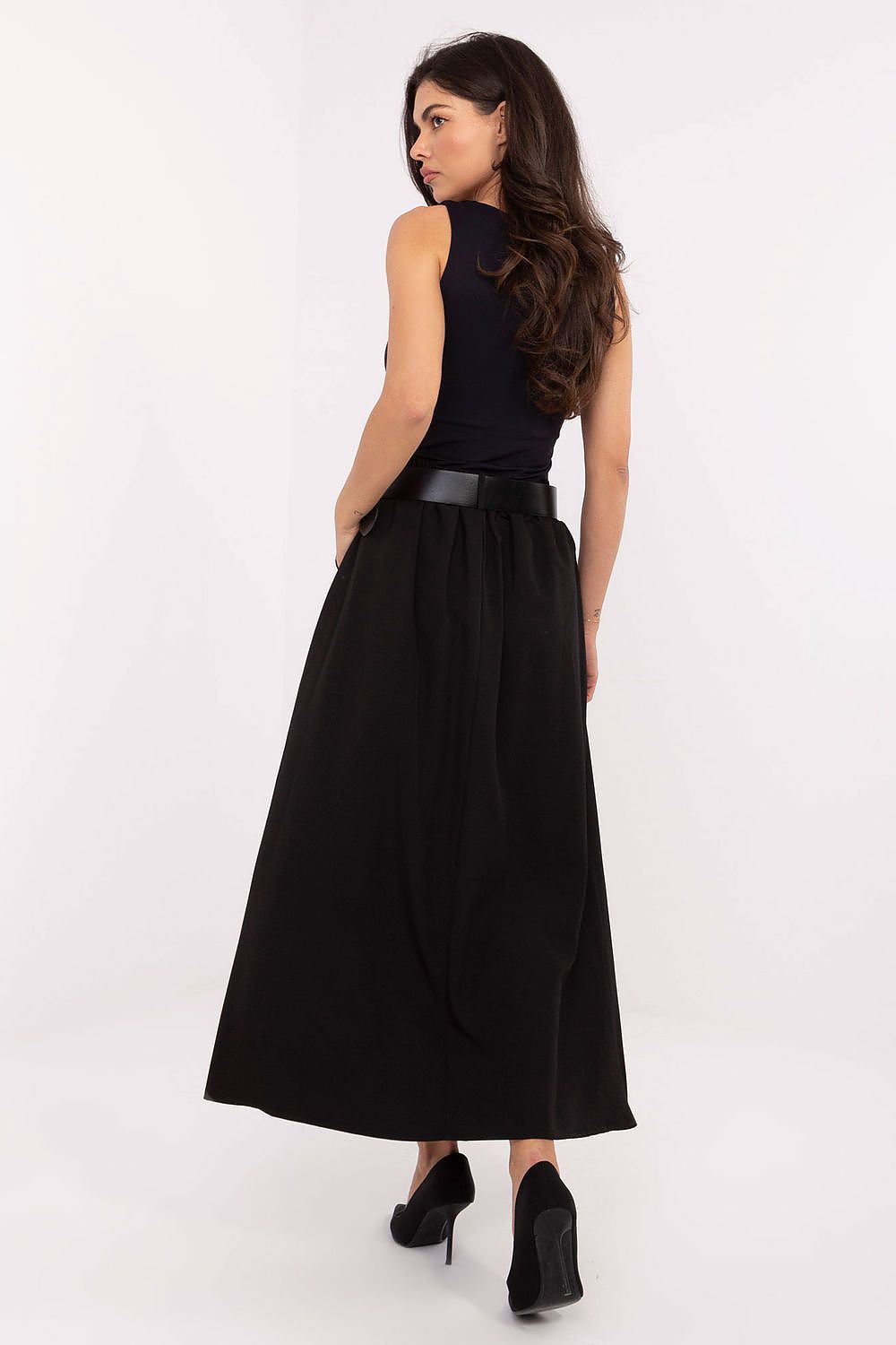 Maxirock Italy Moda Damen – Ausgestellt mit Kontrafalten