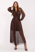 Maxi-Abendkleid Damen – Elegantes Langkleid mit Wickelausschnitt & Schimmer