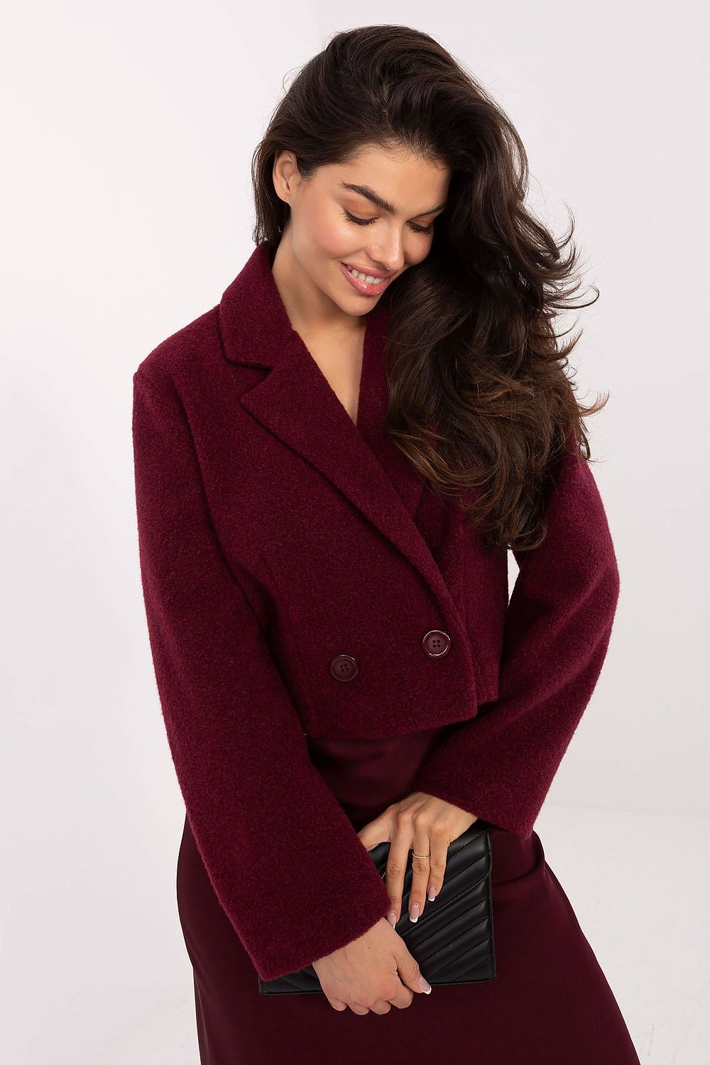 Damen Mantel Kurz Elegant Zweireihig Herbst Winter
