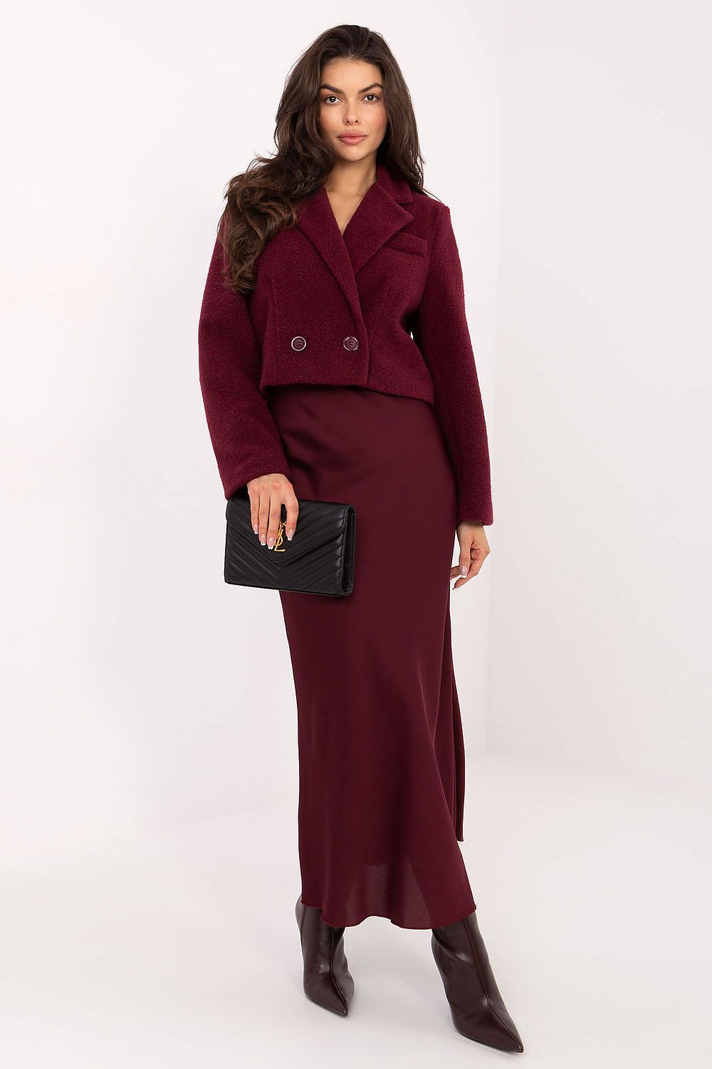 Damen Mantel Kurz Elegant Zweireihig Herbst Winter