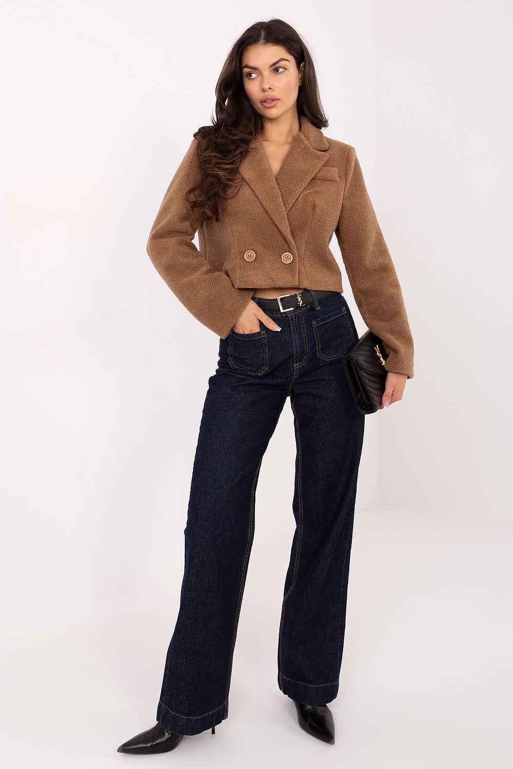 Damen Mantel Kurz Elegant Zweireihig Herbst Winter