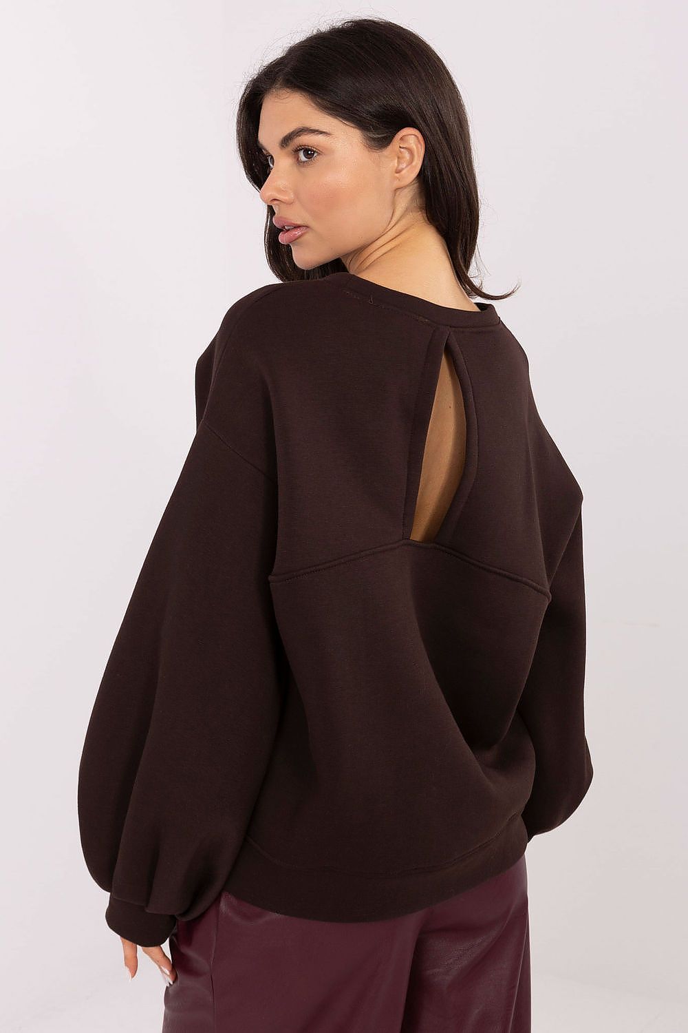 Damen Pullover Puffärmel Baumwolle Casual Rundhals