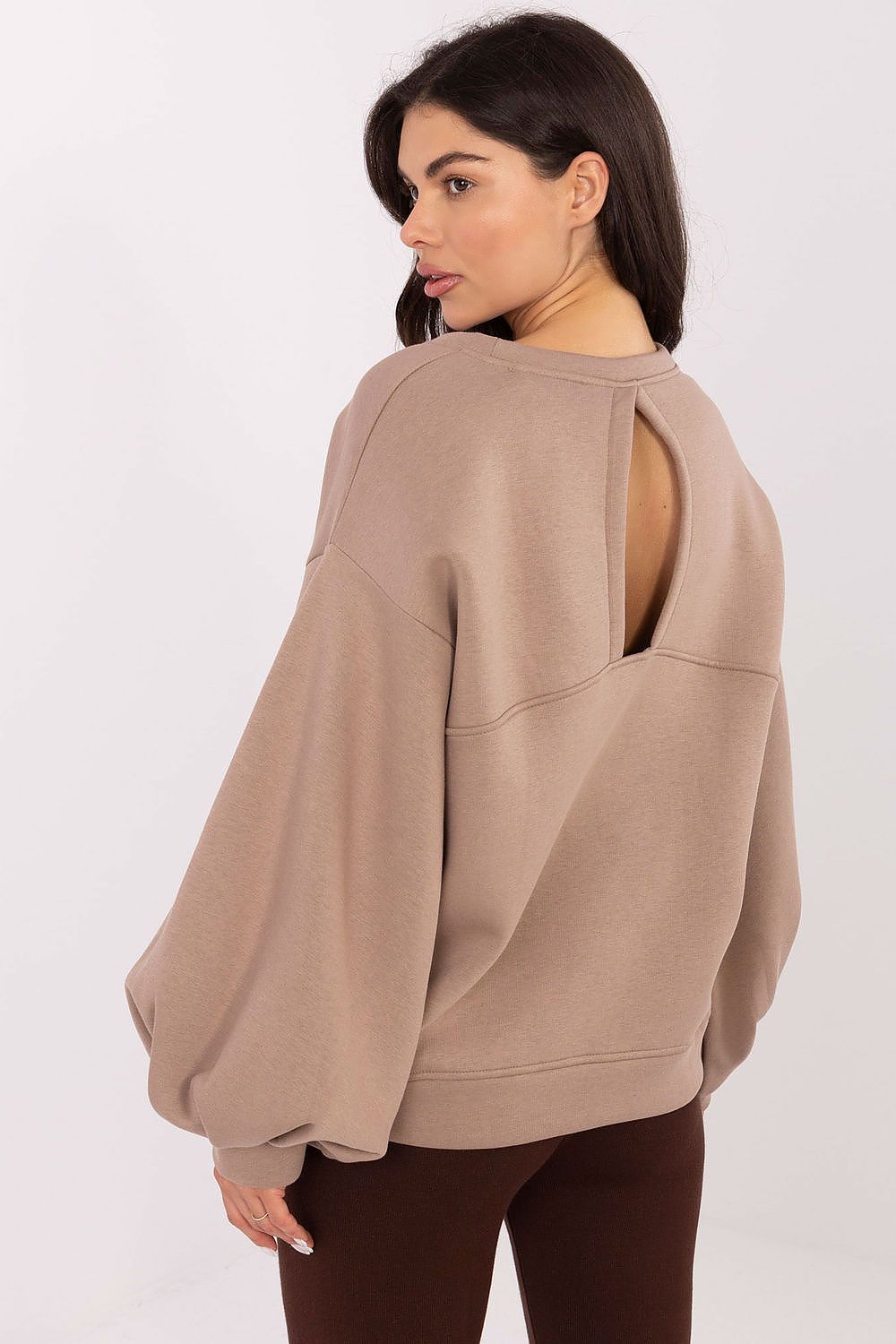 Damen Pullover Puffärmel Baumwolle Casual Rundhals