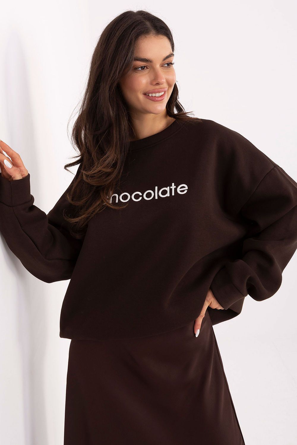 Stickerei Sweater Damen Baumwolle Langarm – 6 Farben Einheitsgröße