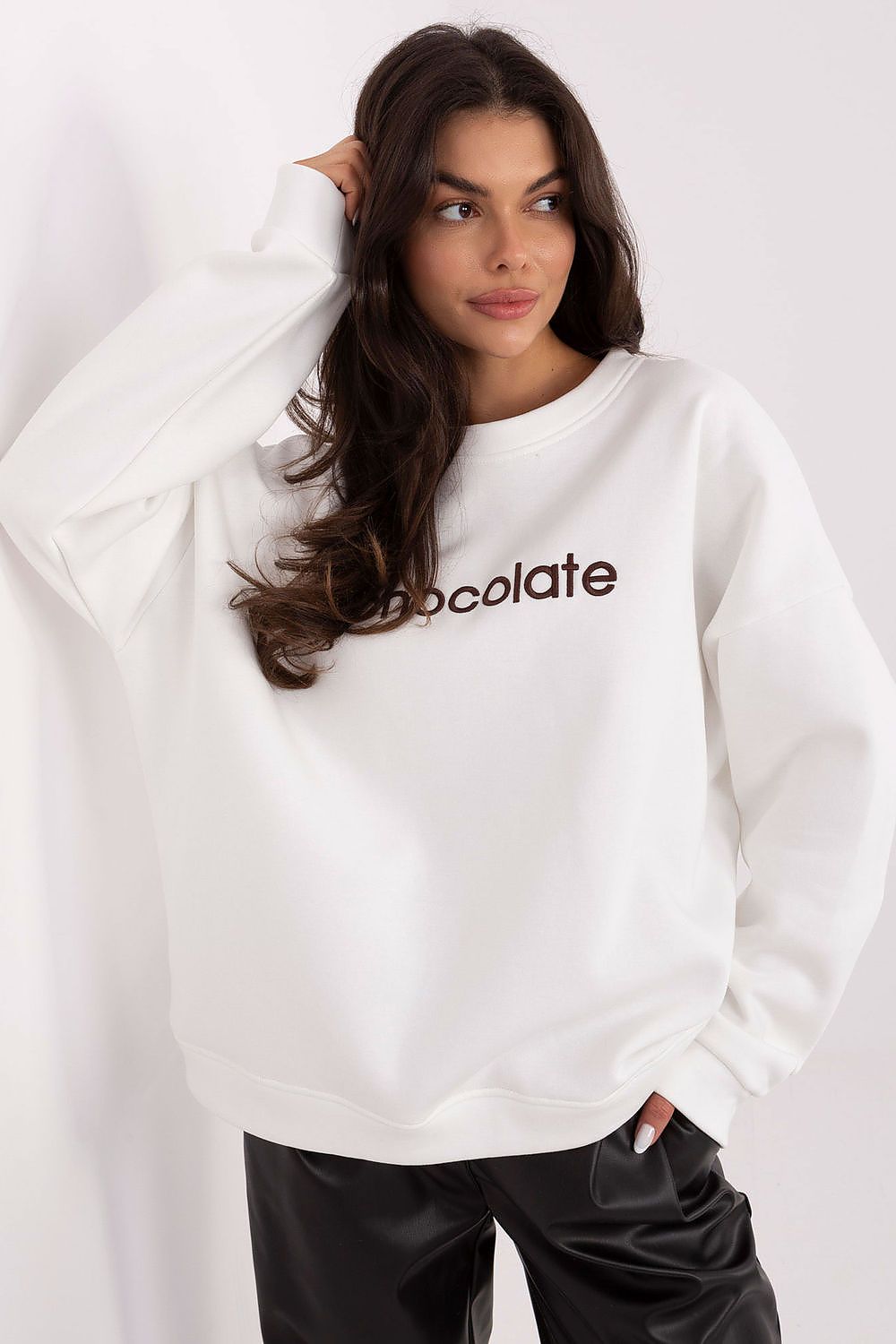 Stickerei Sweater Damen Baumwolle Langarm – 6 Farben Einheitsgröße