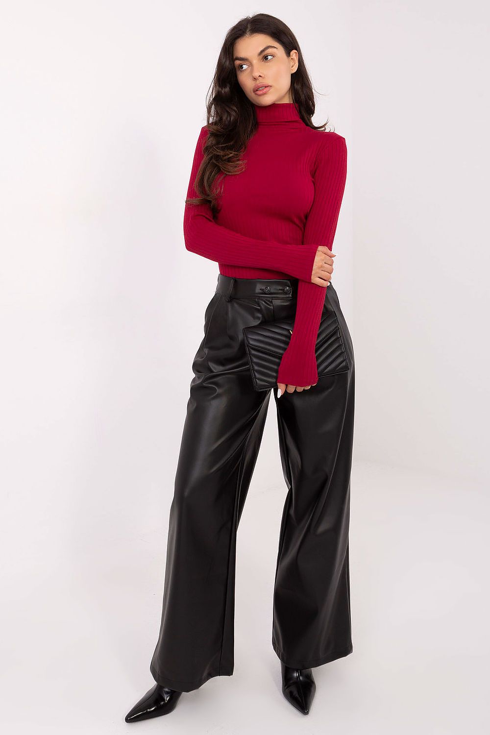 Damen Rollkragenpullover Gerippt Baumwolle Klassisch Stylisch