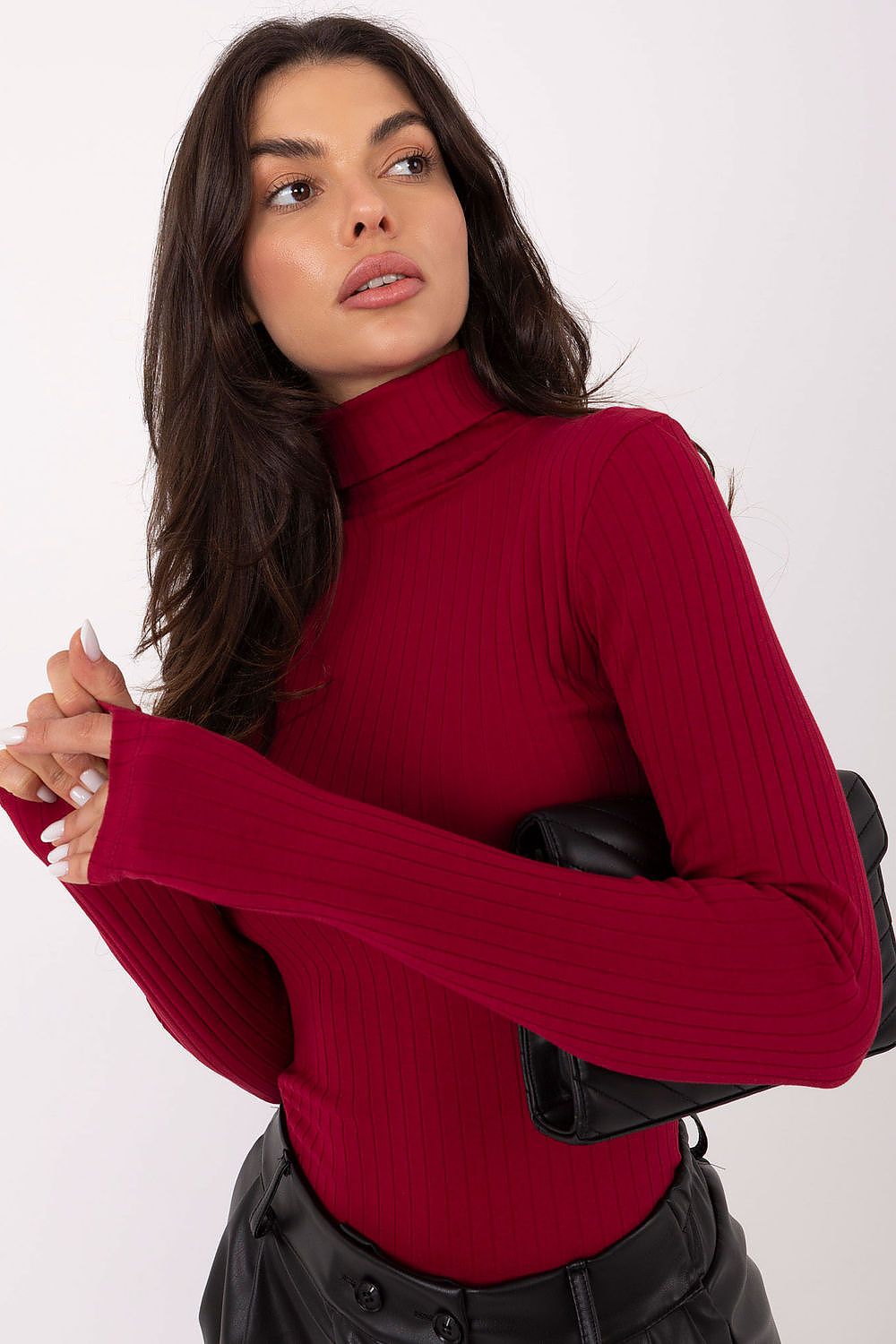 Damen Rollkragenpullover Gerippt Baumwolle Klassisch Stylisch