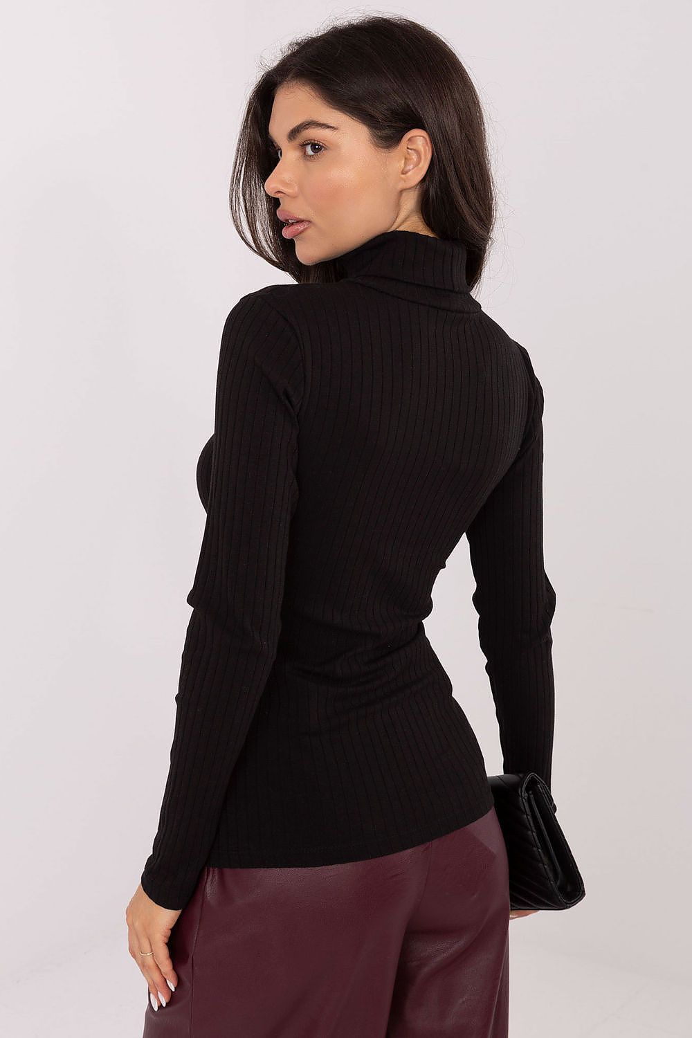 Damen Rollkragenpullover Gerippt Baumwolle Klassisch Stylisch