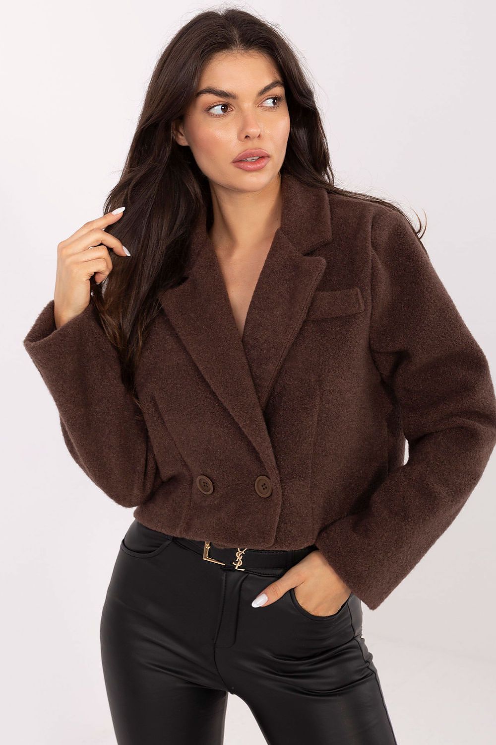 Damen Mantel Kurz Elegant Zweireihig Herbst Winter