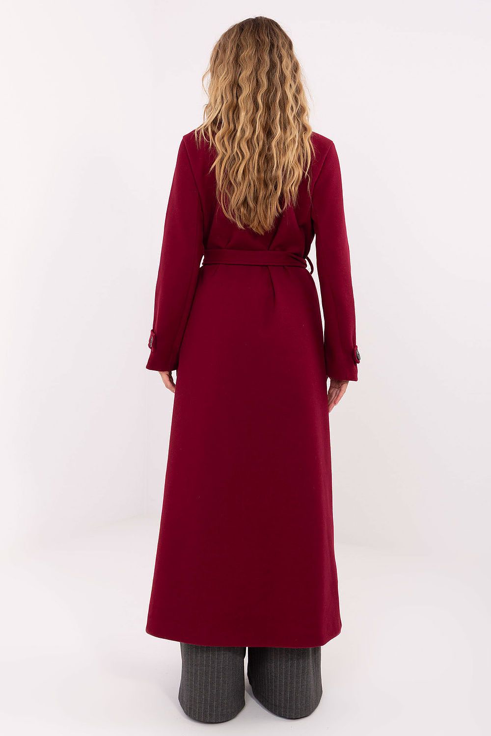 Damen Mantel Lang Elegant Zweireihig mit Gürtel