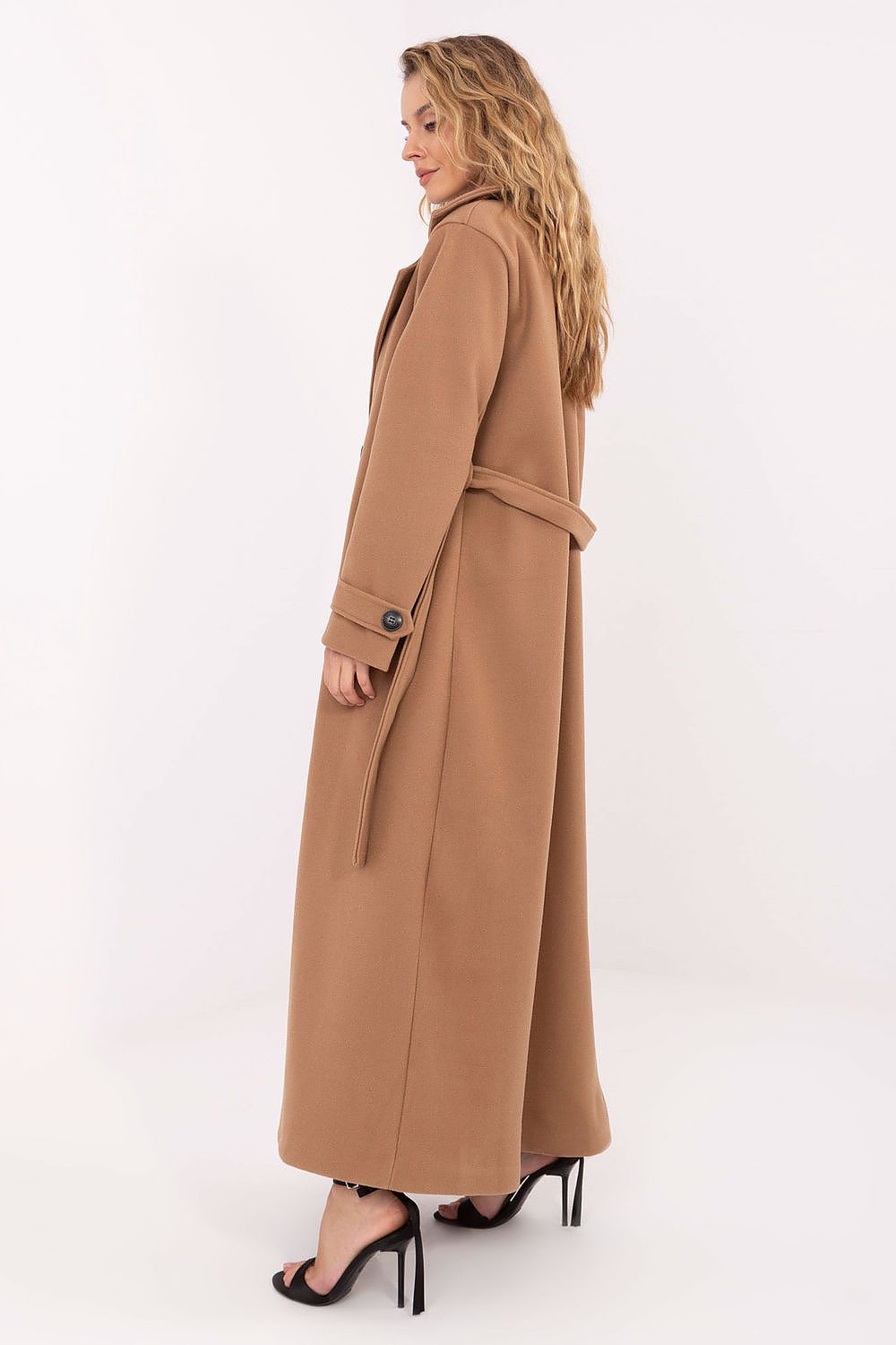 Damen Mantel Lang Elegant Zweireihig mit Gürtel