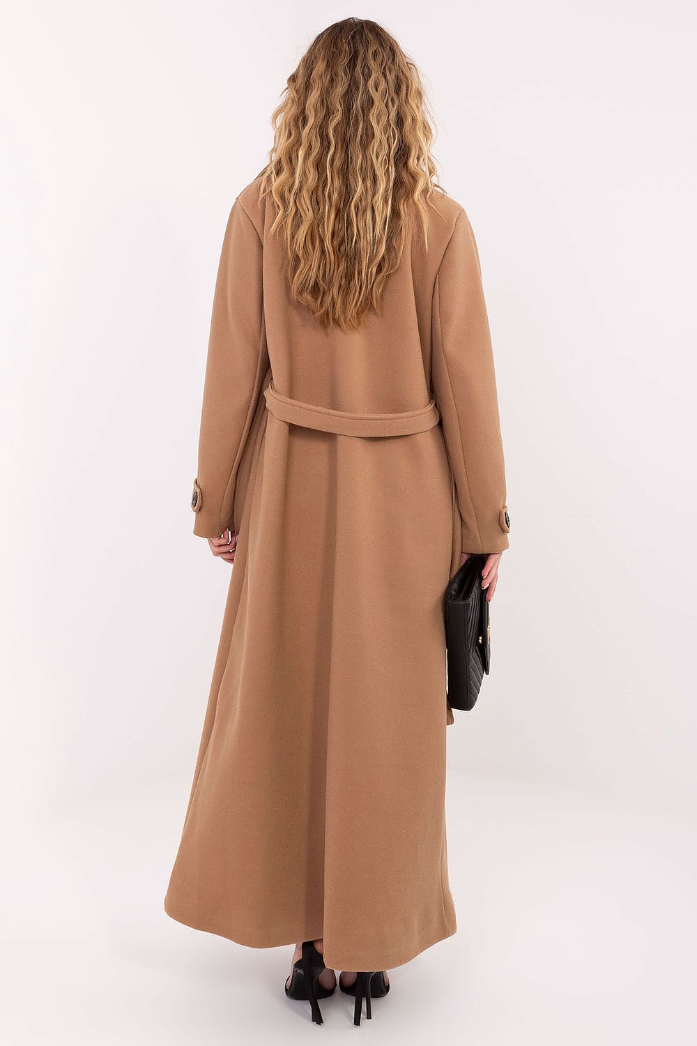 Damen Mantel Lang Elegant Zweireihig mit Gürtel