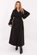 Damen Mantel Lang Elegant Zweireihig mit Gürtel