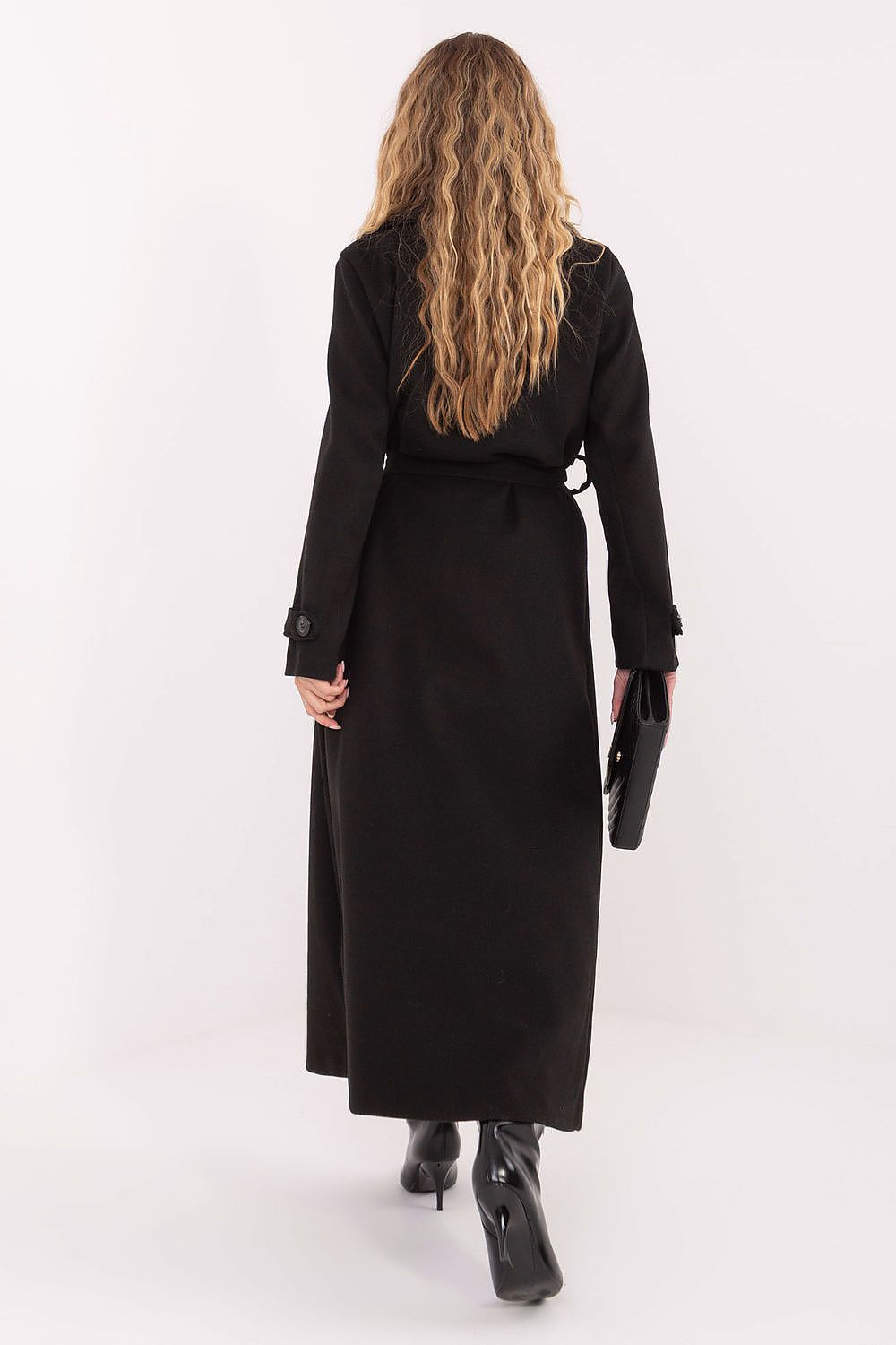 Damen Mantel Lang Elegant Zweireihig mit Gürtel