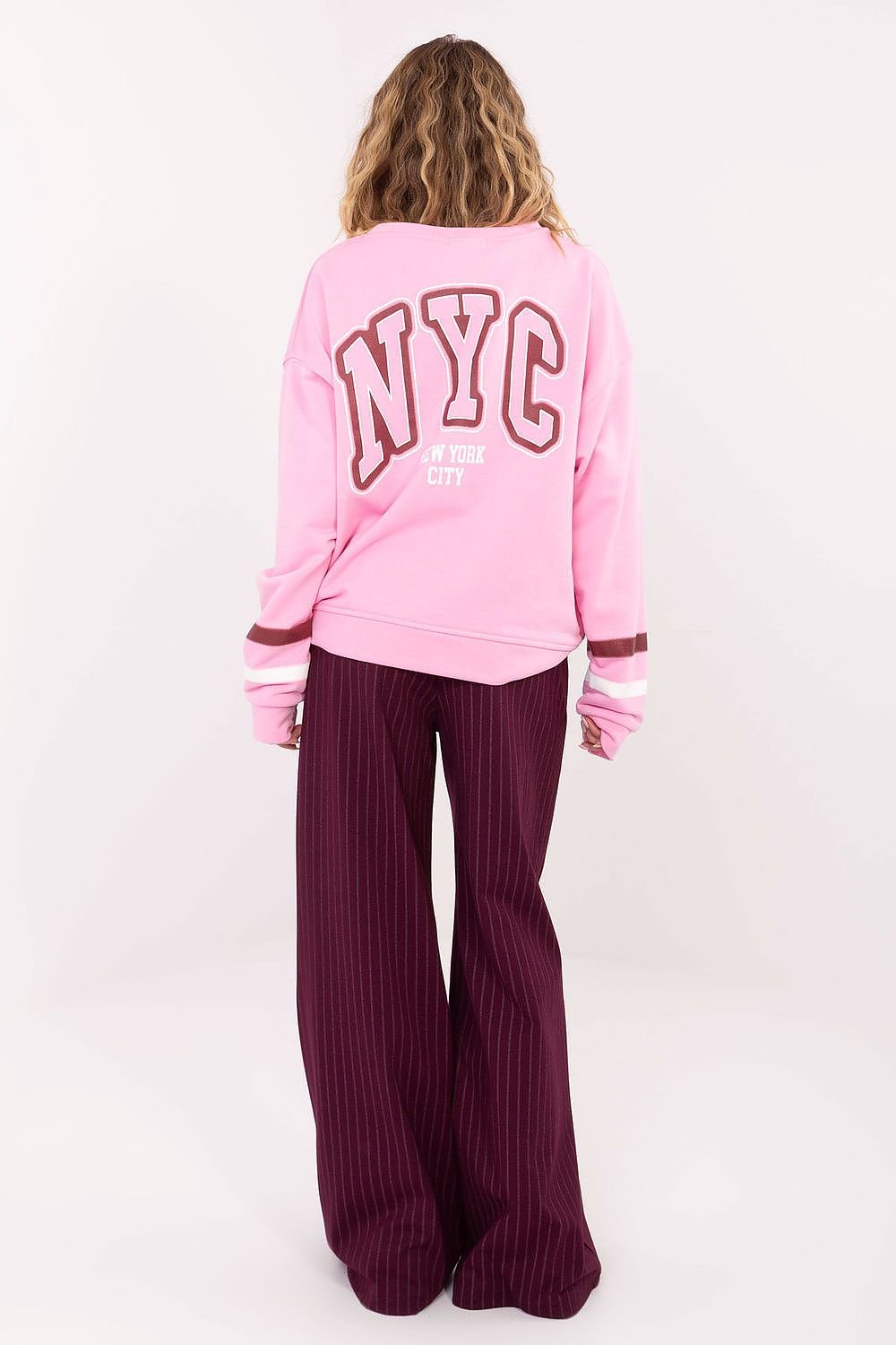 Damen Pullover mit Streifenärmeln & Aufdruck