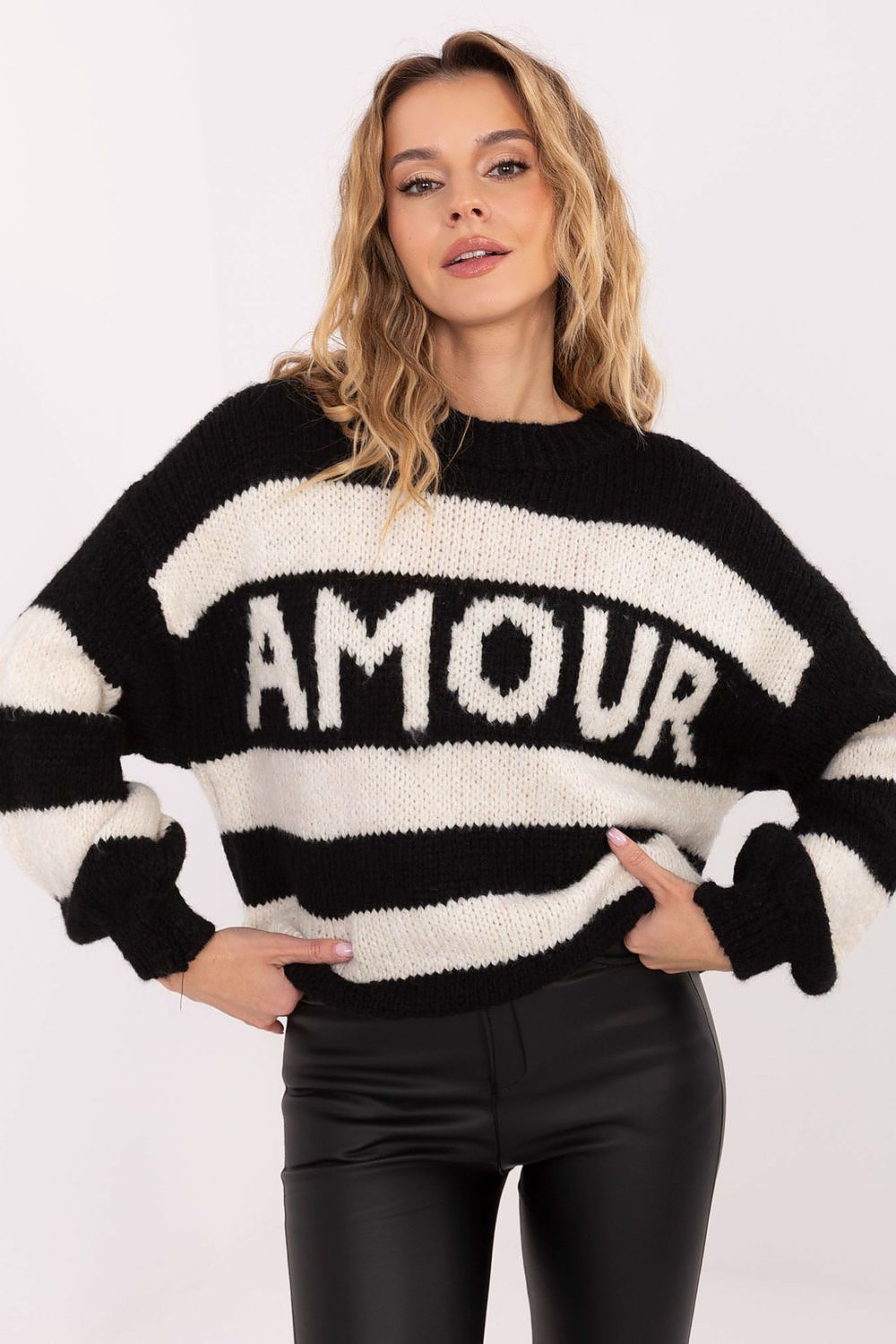 MKM Fashion Oversize Pullover Damen Gestreift - Lässiger Strickpullover