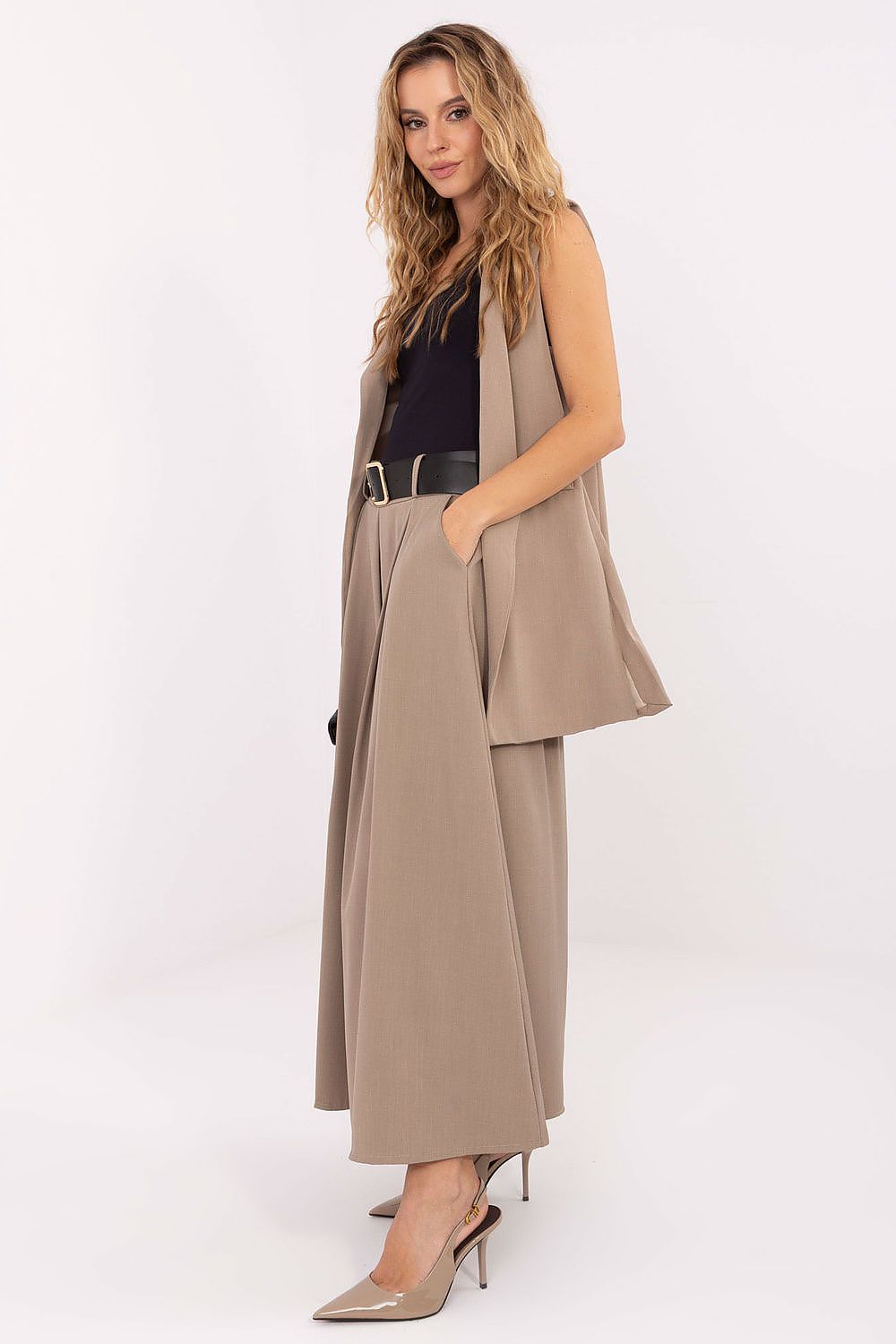Maxirock Italy Moda Damen – Ausgestellt mit Kontrafalten