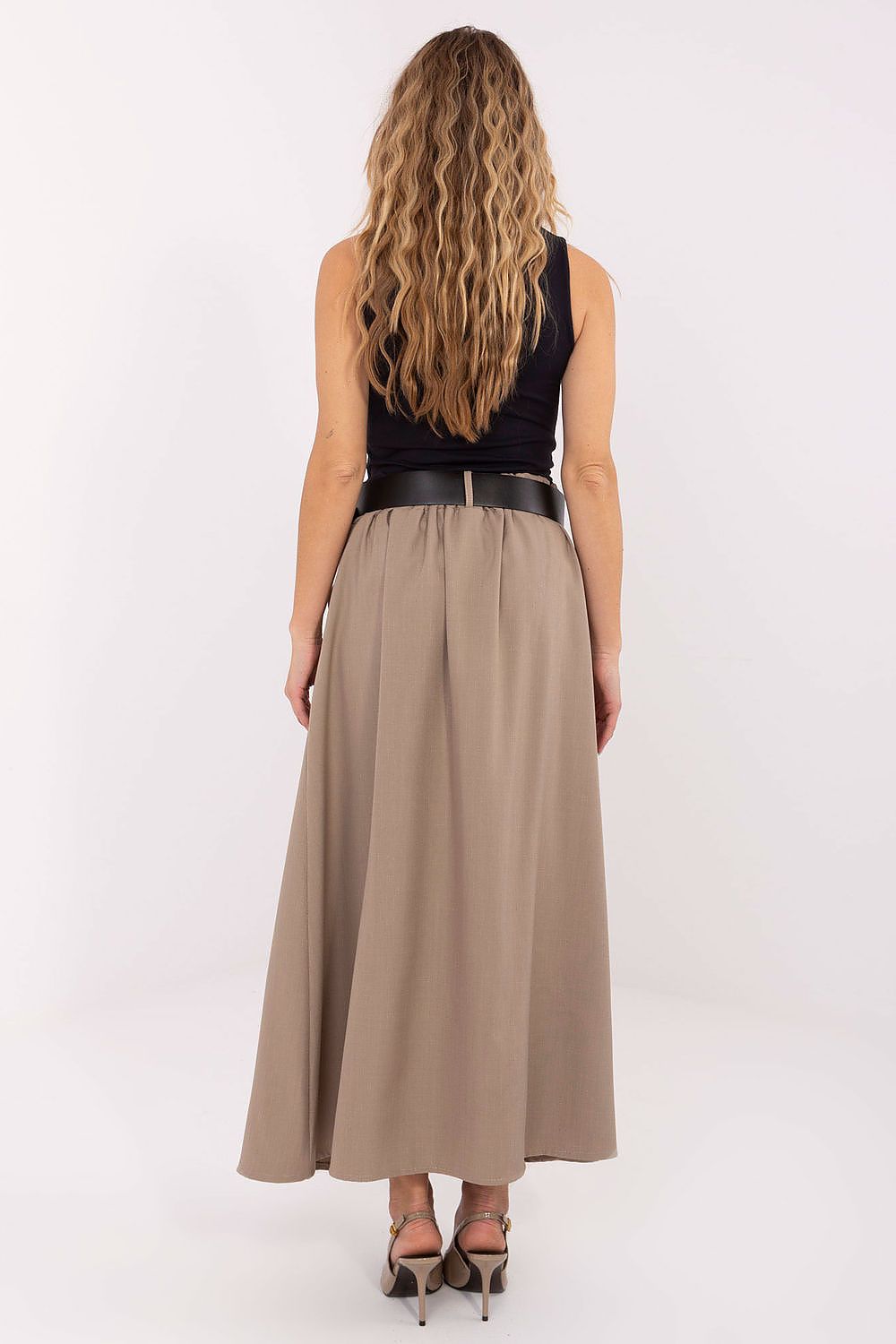 Maxirock Italy Moda Damen – Ausgestellt mit Kontrafalten