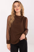 Bluse Damen Netzärmel Ballonärmel elegant festlich