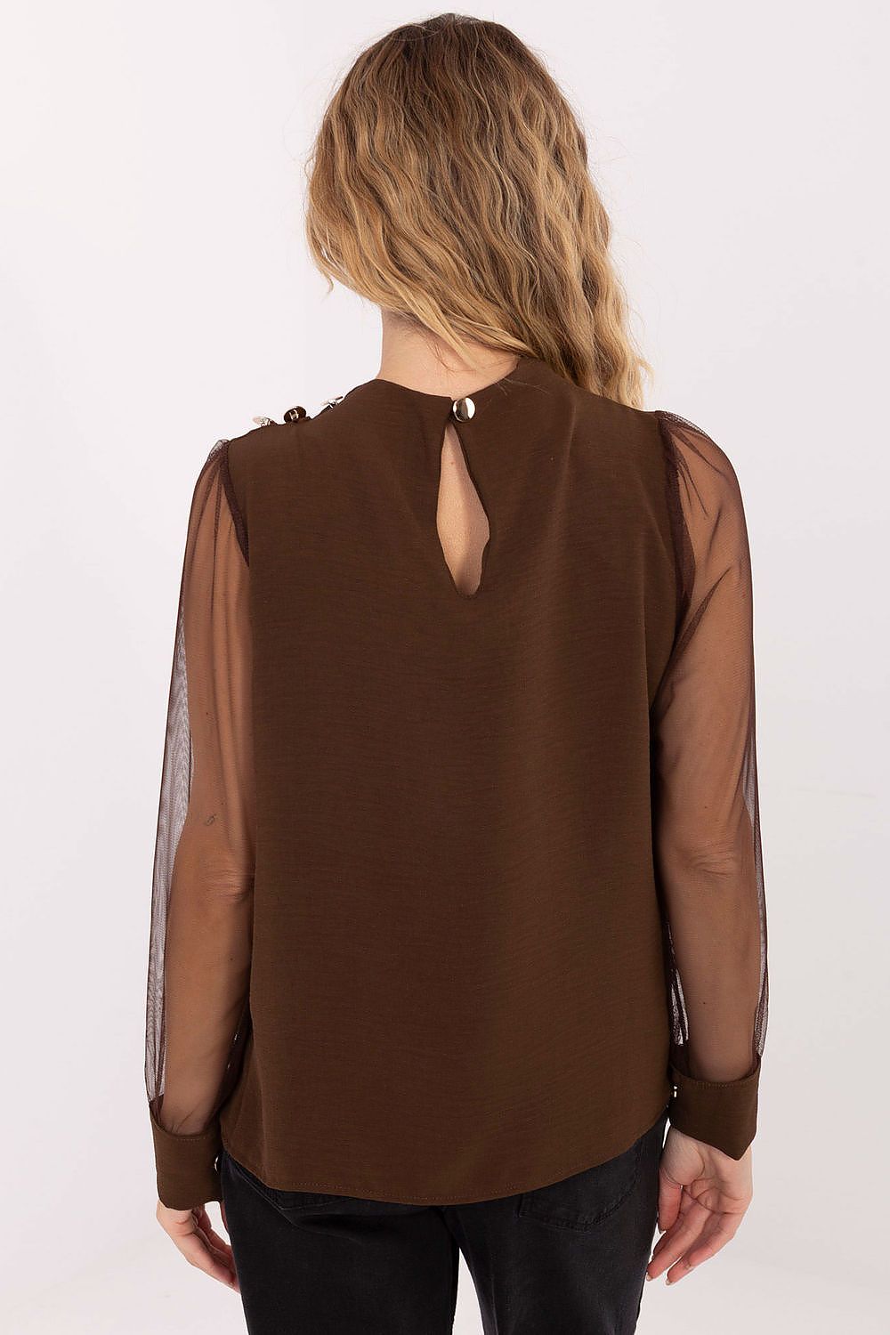 Bluse Damen Netzärmel Ballonärmel elegant festlich