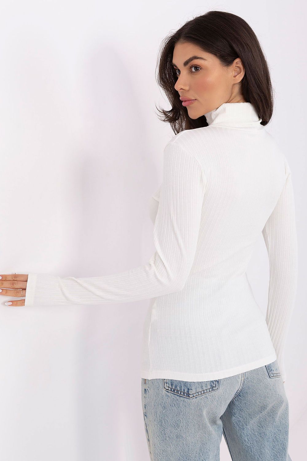 Damen Rollkragenpullover Gerippt Baumwolle Klassisch Stylisch