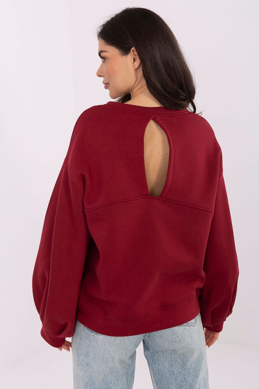 Damen Pullover Puffärmel Baumwolle Casual Rundhals