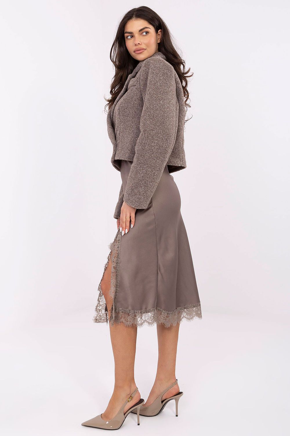 Damen Mantel Kurz Elegant Zweireihig Herbst Winter